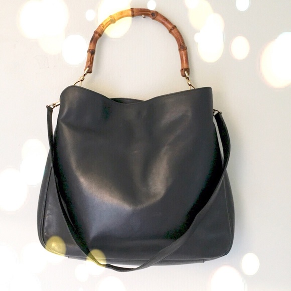Gucci Handbags - Gucci Diana style Vintage Bamboo 2 Way Navy Bag